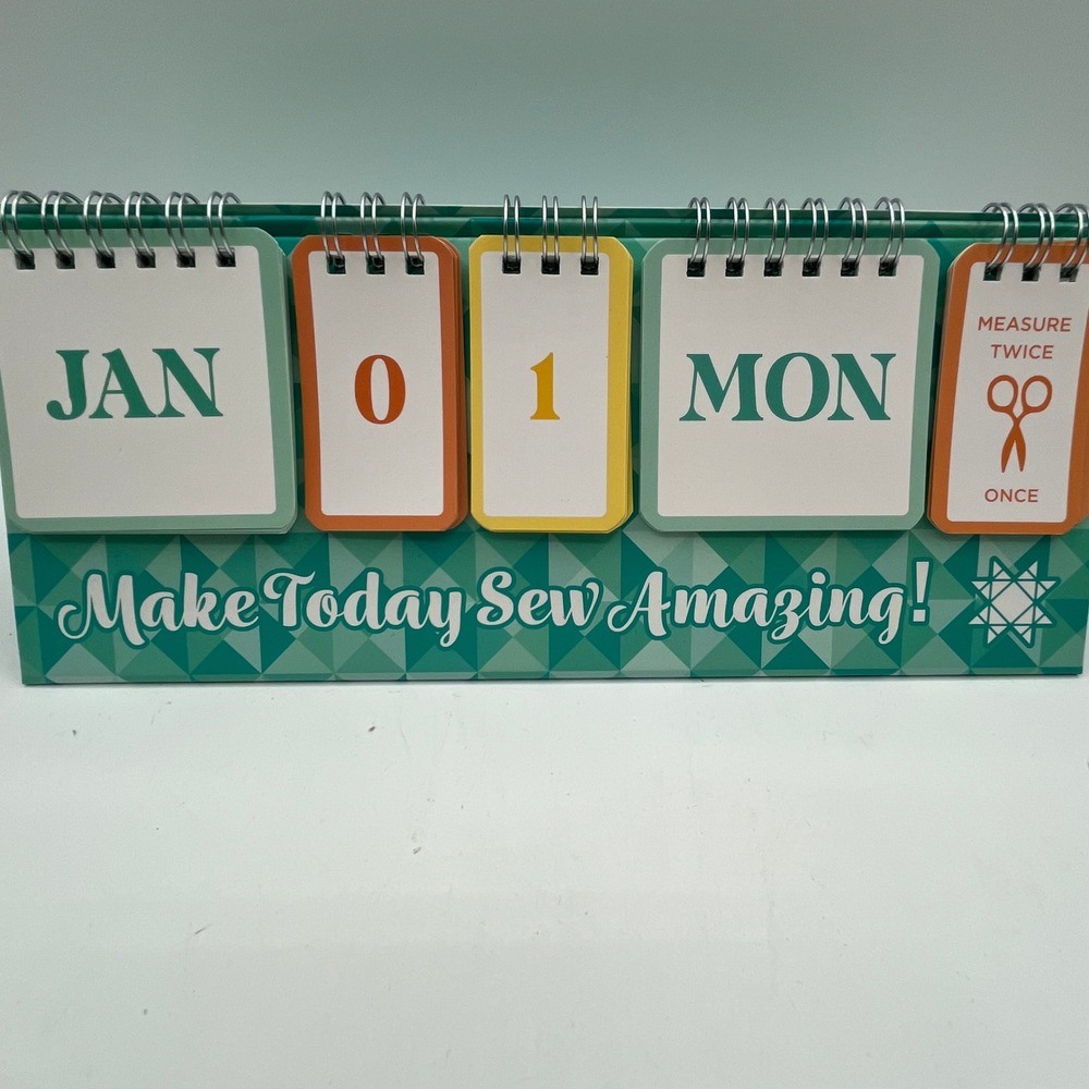 Missouri Star Quilt  Sewing Perpetual Flip Desk Calendar Day Date Decor 10‎ Inch